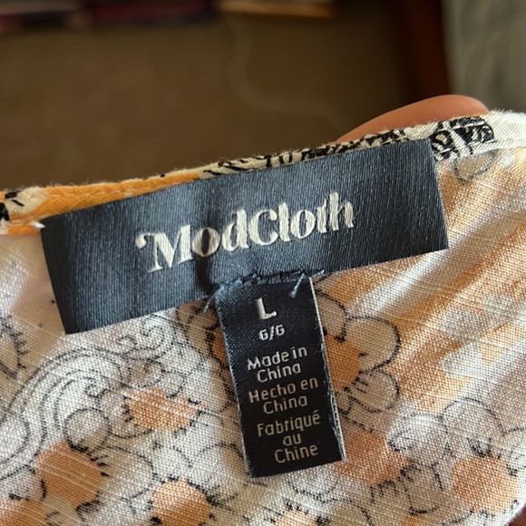Womens Modcloth Cotton Blend Printed Crop Top Size L Good Condition - Picture 5 of 6